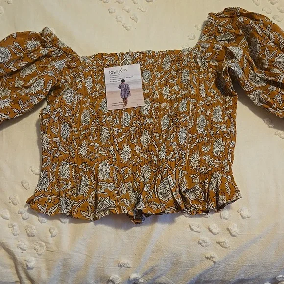 Daughters of India Puckered Top. Clay. XS. Brand New!!! - Picture 1 of 5